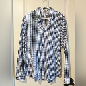 Express Men's Blue and White Plaid Shirt